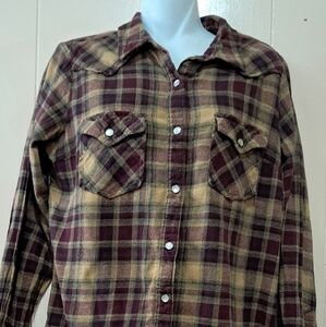 WRANGLER Flannel  Cowgirl Shirt Women  size M